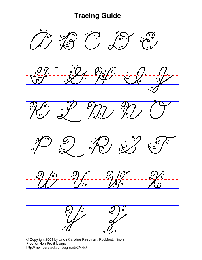 capitalized cursive letters. Cursive-Printable Handwriting