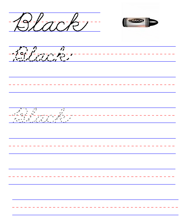 Handwriting for Kids - Cursive - Color - Black