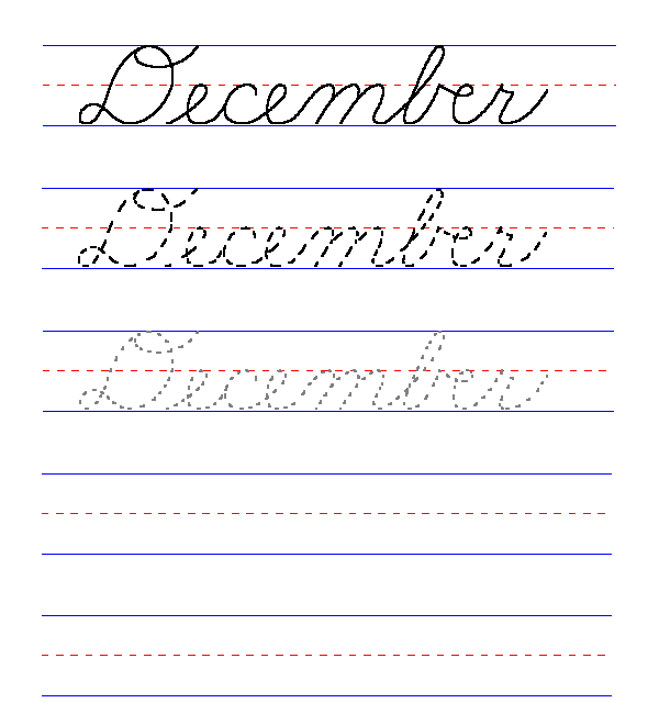 Handwriting for Kids - Cursive - December
