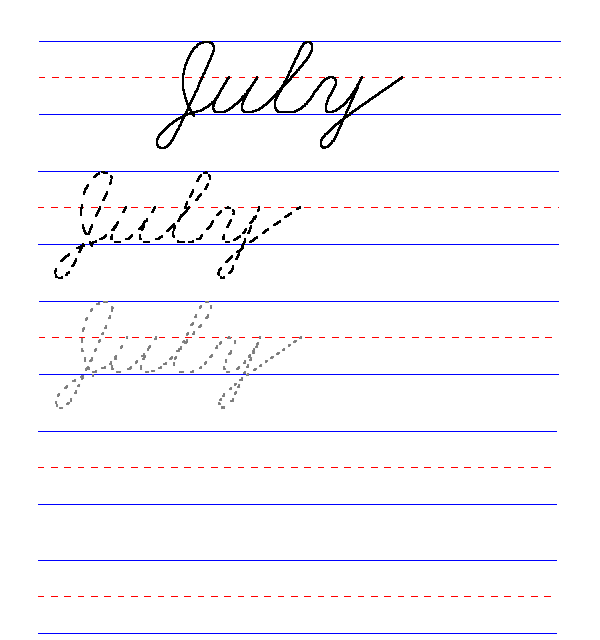 Handwriting for Kids - Cursive - July