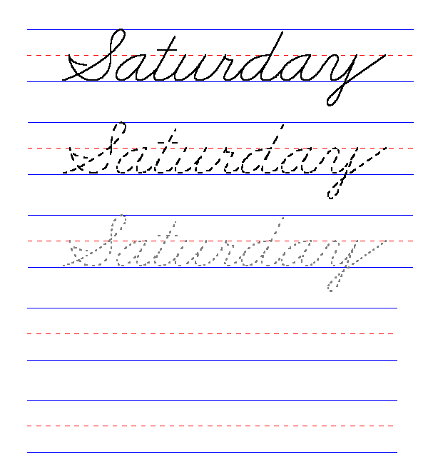 Handwriting for Kids - Cursive - Day of the Week - Saturday
