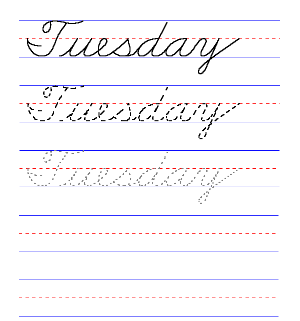 Handwriting for Kids - Cursive - Day of the Week - Tuesday