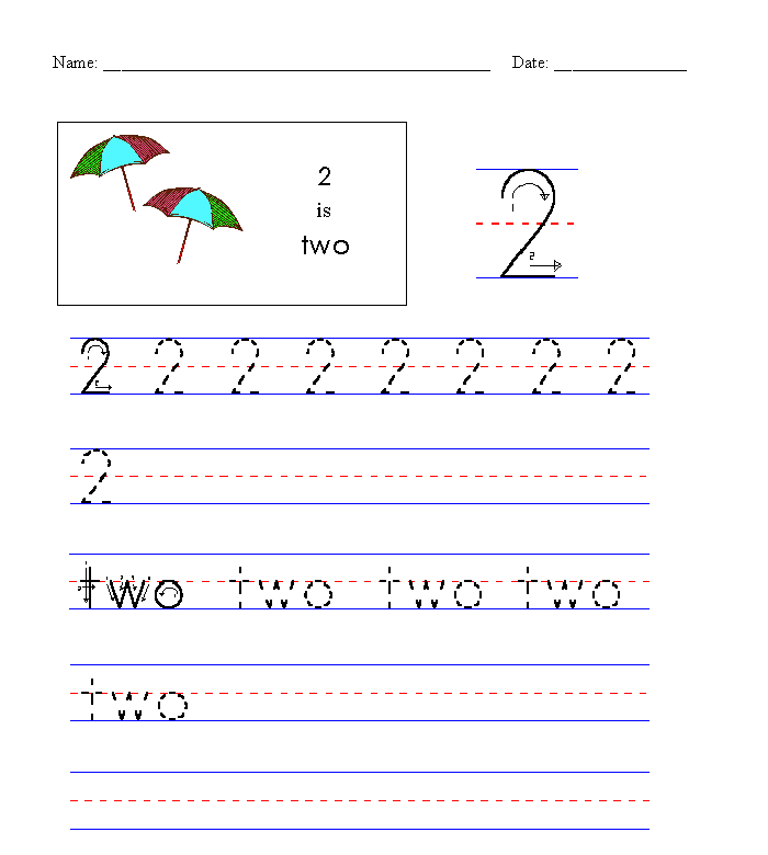 Tracing Guide - Number Two (2)