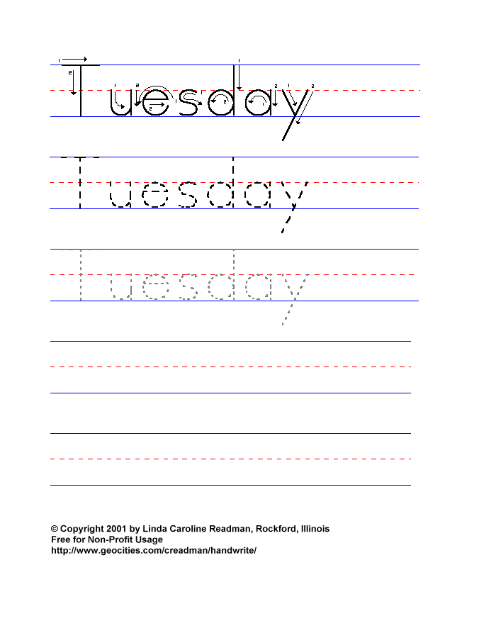 Tuesday Worksheet