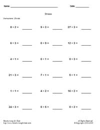 Math - Division 4 Worksheet (horizontal)