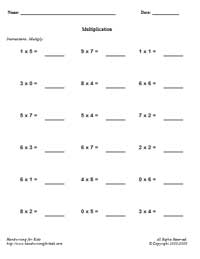 Math - Multiplication 4 Worksheet (sample)