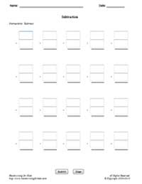 Customized Subtraction Worksheet Sample